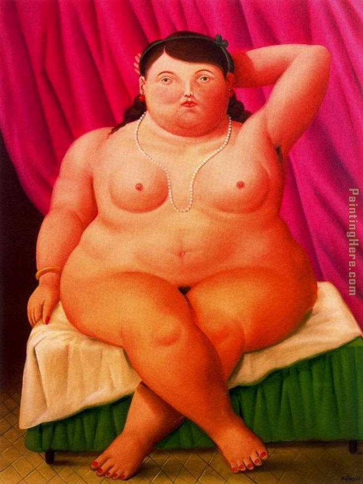 Mujer sentada painting - Fernando Botero Mujer sentada art painting